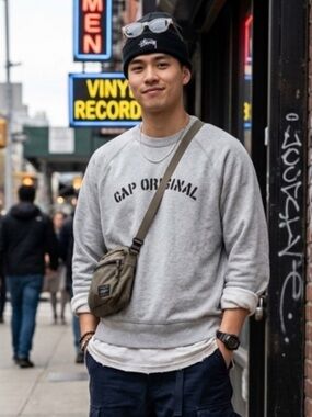 GAP Crewneck Sweater with Arched Logo Size Large
